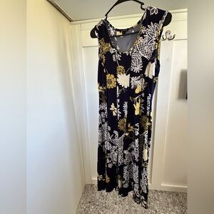 Sami & Jo Navy Dress with green & White Floral Print